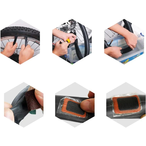 Toppe di riparazione per camere d'aria | Kit di riparazione pneumatici per bicicletta | 48 toppe per riparare le ruote della bicicletta | HTYBT-070