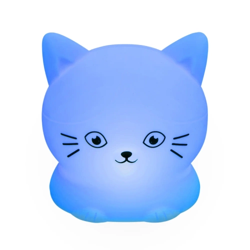 Silikoninė LED naktinė lemputė Kitty | Nešiojama vaikiška lempa 9 šviesos spalvos | Įkraunama USB lempa | JL-228