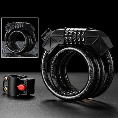 Bicycle combination lock | 100 cm security cable | 5-digit bike lock | anti-theft steel cable | BLC-566