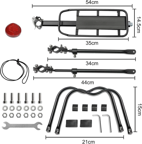 Portabici universale regolabile in alluminio per reggisella da 24-29 pollici, fino a 50 kg | Portabici posteriore resistente | 671-09-C