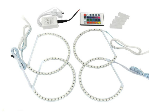 RGB LED Ring Sæt - 4 RINGS med controller og fjernbetjening