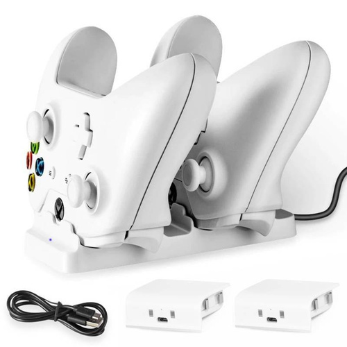 Ladegerät für Xbox One S/X Controller | Dockingstation mit zwei Akkus | HB-P04