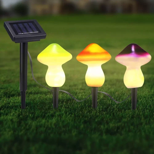 FLD-19-W | Garden solar lamp LED Mushrooms 3 pcs | 22cm, 600mAh