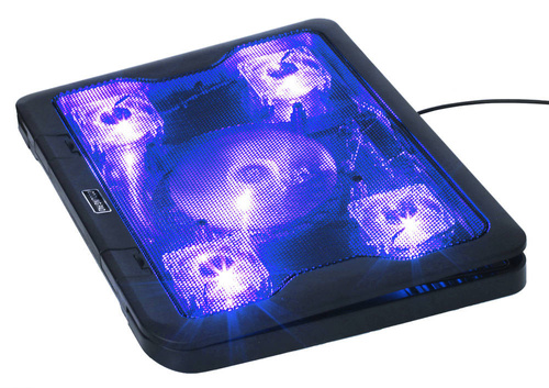 C5-NEGRO | Soporte de refrigeración para portátil de 12 a 17" | 5 ventiladores | HUB USB | LED