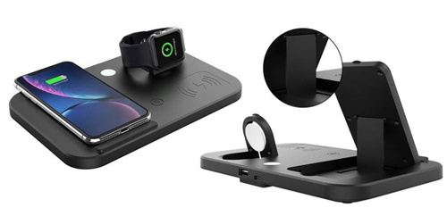 WD-04 | Dokkolóállomás Apple iPhone AirPods Watchhoz | 15 W-os vezeték nélküli töltő telefonhoz és fejhallgatóhoz | Utazási változat