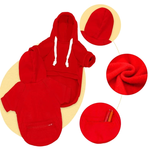 Sudadera con capucha para perro y gato | talla M | rojo | PET-015M-RED