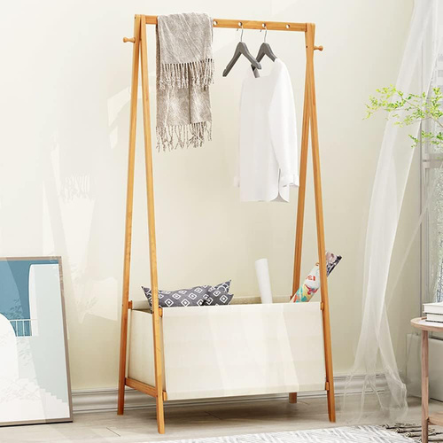 BYY-0346-YW | Porte-vêtements mobile avec panier