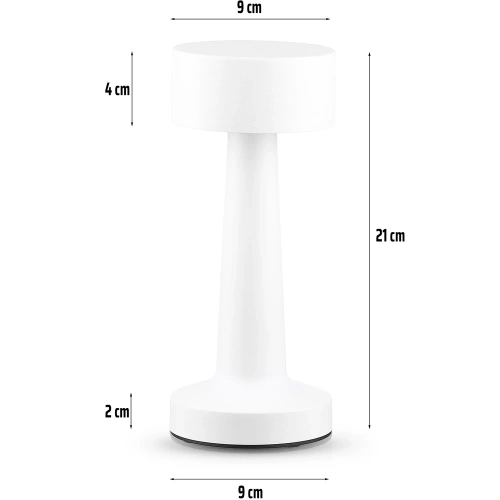 HJA10-BIANCO | Lampada da tavolo senza fili | Lampada da notte sensibile al tocco con colore della luce regolabile | Luce USB