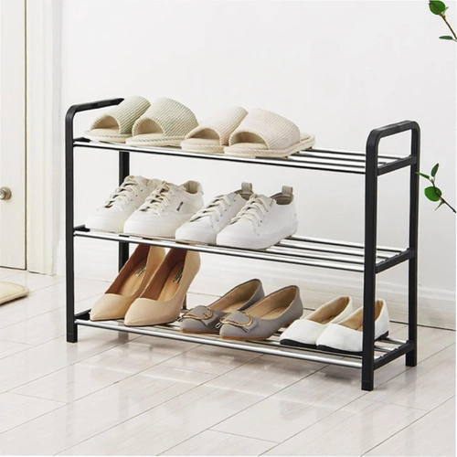 MLS-646-BLACK | Shoe shelf | Shoe cabinet | 3-level shoe limiter | Shoe rack |