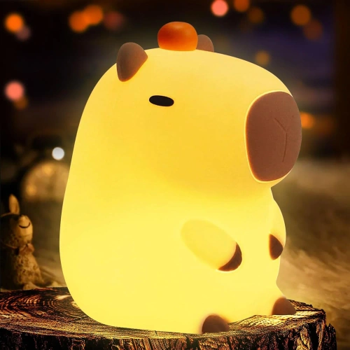 Veilleuse LED en silicone Capybara | Lampe portable pour enfant, 8 modes d'éclairage avec minuterie | Veilleuse émettant une lumière chaude 3000 K | DS-CPBR-01