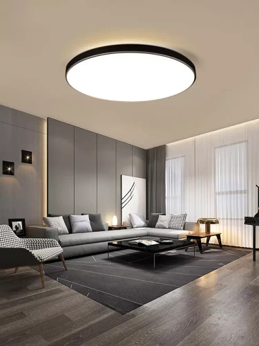 RLB-C30W-B | Juoda, apvali LED lubinė lempa 24W | Nemirksianti CCD paviršiuje montuojama plokštė