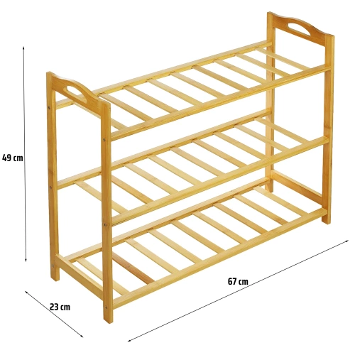 NML-685 | Scarpiera in legno con tre ripiani | Organizzatore di ingresso ecologico e stabile | Mensola, portascarpe