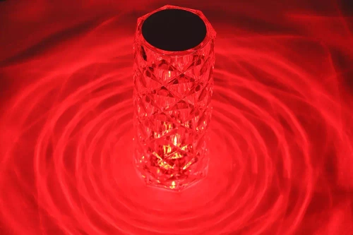 RPL-C16-RGB | Kristalinė LED stalinė lempa | rožių raštas | 16 RGB spalvų, jutiklinis skydelis, nuotolinio valdymo pultas, USB-C laidas, 2000 mah baterija