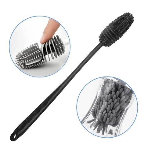 TLH-012-GRAY | Long silicone bottle washing brush | Glass washer