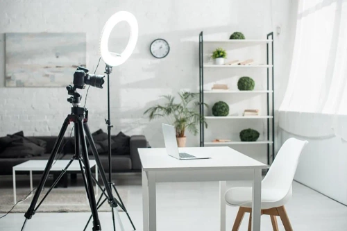 M45-60W-B | Ringlamp met spiegel | Ringlamp met standaard | Set met voeding en 60W ring