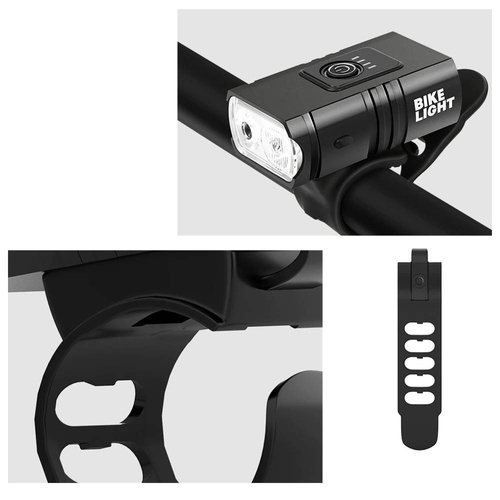 Sada LED svítilen na kolo pro přední a zadní část kola | 2 XM-L T6 CREE LED, 1000lm, 6 světelných režimů, baterie 1200mAh | 5 LED, 4 režimy svícení, 50lm, vestavěná dobíjecí baterie