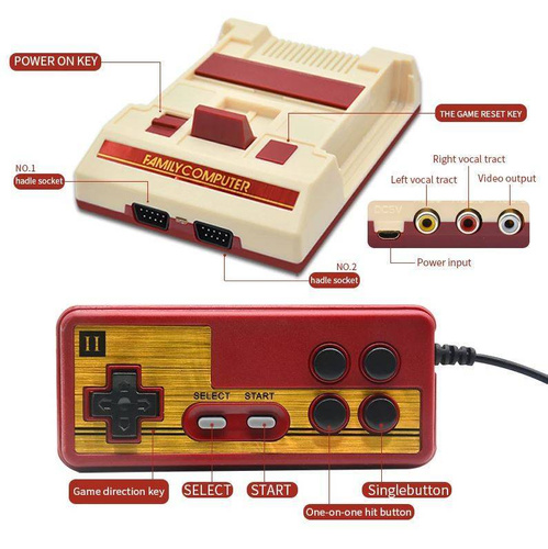 Retro-Spielkonsole | 132 Spiele 8-bit | FC Compact Vintage RS35