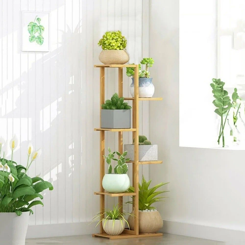 MHJ-S06 | Portafiori in bambù, mensola per fiori | 7 ripiani, 103 cm