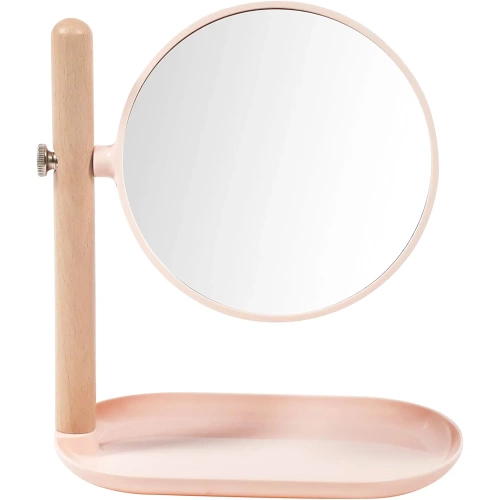 STM-036-ROSA | Specchio cosmetico rosa | Specchio per il trucco ingranditore | Specchio rotante