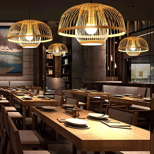 Ručně vyráběná závěsná bambusová lampa | BOHO | Čínský lustr