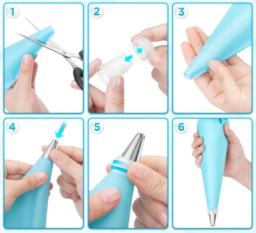 Spritzbeutel Set | 24 Tüllen, Teigspatel | blau | FM-034-BLUE