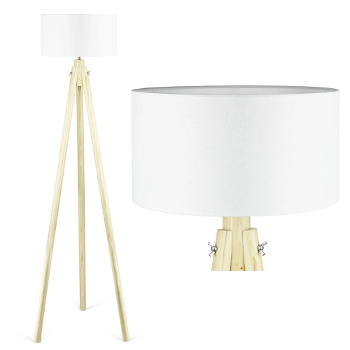 DYT-L150 | Lampadaire blanc | Éclairage bohème pour le salon, la chambre | Lampadaire blanc avec structure en bois