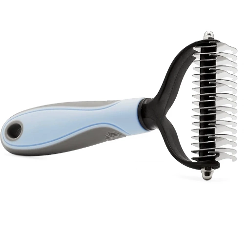 PDS-179-BLU | Spazzola per spazzolare pelo e sottopelo | Rifinitore per animali domestici | Pettine per la cura della pelliccia