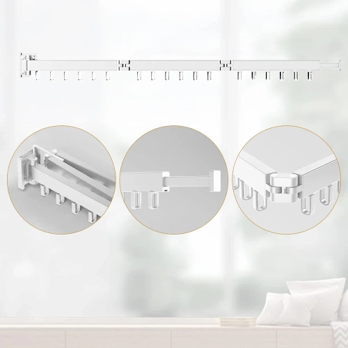 LYJ-T90-BLANC | Cintre pliable | Séchoir pliable | Rail mural avec crochets