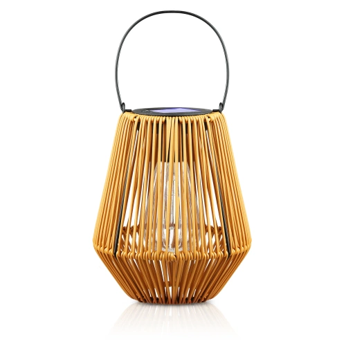 Solar-Gartenleuchte im BOHO-Stil | kabellos, rattan, mit Tragegriff | JX21-Bamboo