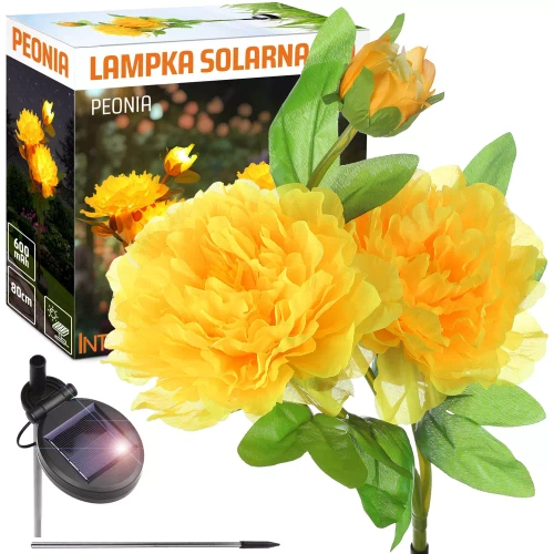 FLD-10-Y | Lampione solare da giardino LED Peonia giallo | 80 cm, 600 mAh