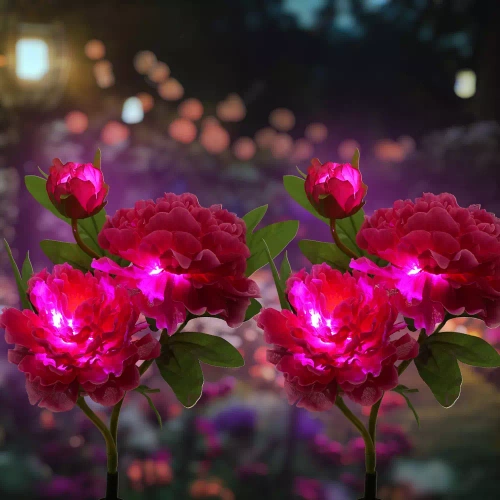 FLD-10-VIOLET | Lampe solaire de jardin LED Pivoine violette | 80cm, 600mAh