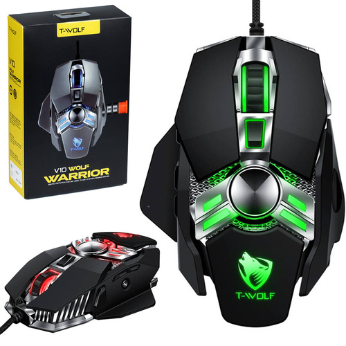 V10 | Kabelgebunden Gaming-Maus mit RGB-LED-Hintergrundbeleuchtung | 6400DPI, 7 Tasten, Gewichte