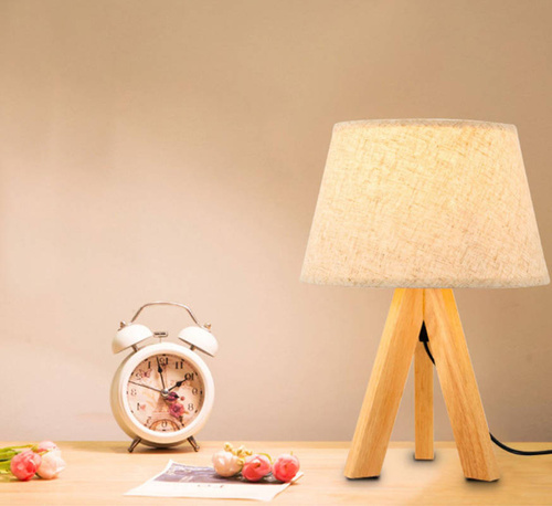 DL05 | Candeeiro de mesa em madeira natural com abajur 40W E27 | Candeeiro de mesa, abajur