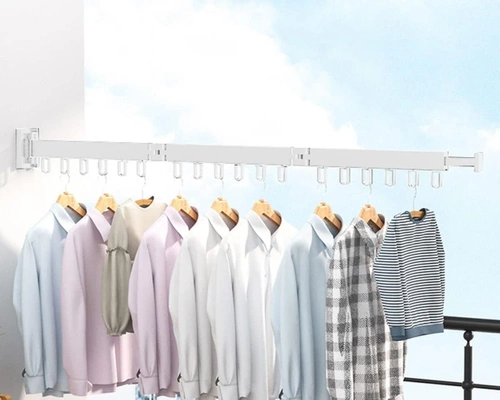 LYJ-T90-WHITE | Foldable clothes hanger | Foldable dryer | Wall rail with hooks
