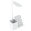 Inteligentná LED stolová lampa s bezdrôtovým nabíjaním Qi | Stolová lampa 3 v 1 s organizérom a nabíjačkou | Moderná študijná lampa s organizérom | MD-K5-15W