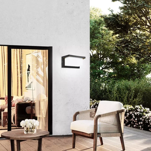 TYD-S18W-B | Lampa de gradina, lampa de exterior fatada LED | Senzor de mișcare și crepuscul integrat | 12W, 1200lm, IP65