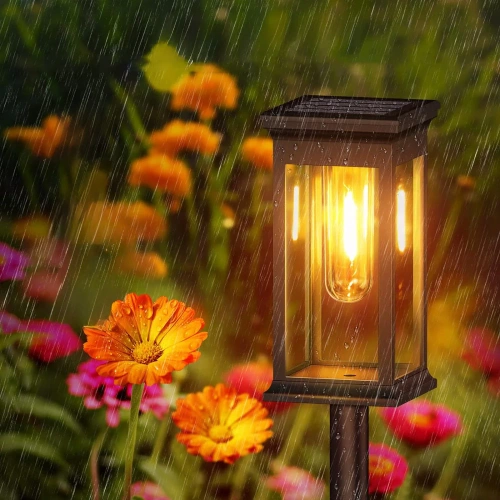 HK-115A | |2 x lampe de jardin solaire LED | Poteau battu 60 cm