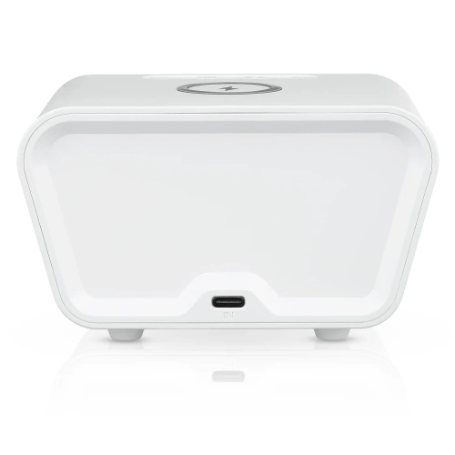 Reloj despertador inteligente con cargador inalámbrico Qi de 15 W | Despertador con tres alarmas | Reloj con pantalla de temperatura | SZ01-15W-W