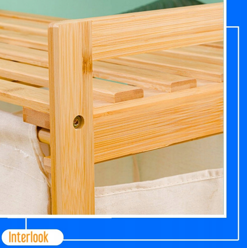 NZ-2BS-Bambu | Cesto de roupa duplo com armário | Bambu