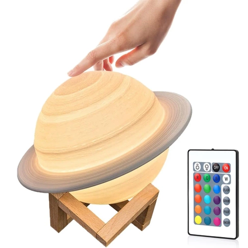 XK-D13 | Candeeiro de mesa em forma de Saturno | Luminária noturna com controle remoto RGB | Candeeiro infantil que muda de cor