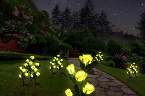 FLD-35-YELLOW | LED saulės sodo lempa Geltonos rožės | 74 cm, 600 mAh