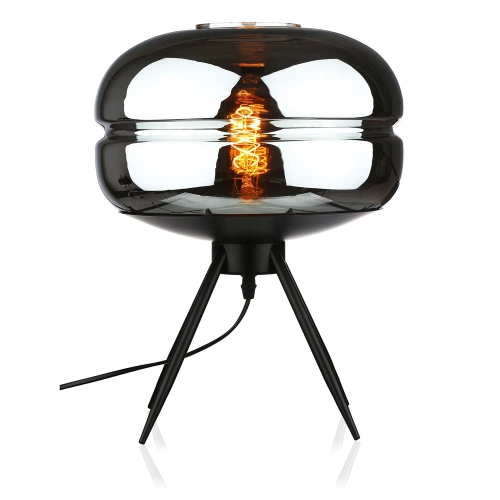 Stilvolle Nachttischlampe mit Glaslampenschirm | Moderne Glas-Tischlampe | BH-233-SCHWARZ