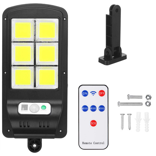 LD-120COB-6S | Lampă solară de grădină LED cu senzor de mișcare și crepuscul IP65 | 120 LED-uri COB | Telecomanda IR