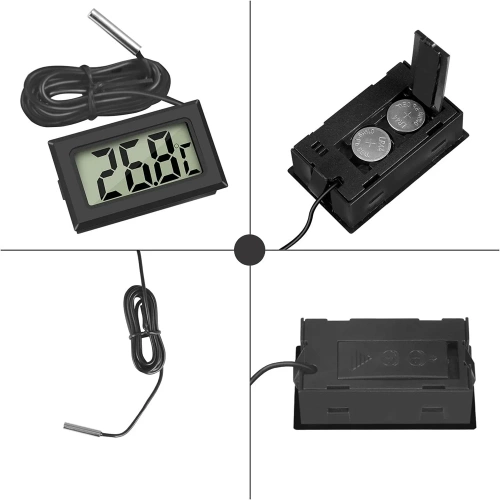 KTM-050-BLACK | Digital thermometer | Mini measuring device with waterproof sensor