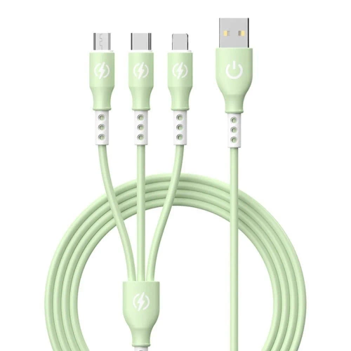 B2-3in1-groen | USB-kabel met drie oplaadstekkers