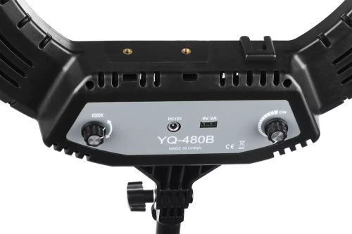 YQ-480B | Potente lampada ad anello con regolazione fluida del colore e dell'intensità della luce con treppiede da 195 cm | 3 portacellulari, borsa