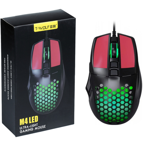 M4 | Mouse de computador para jogos, com fio, óptico, USB | Retroiluminação LED RGB | 1200-4000 DPI, 7 botões