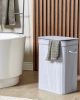 UYL-80L-WIT | Witte wasmand | Bamboe speelgoedcontainer | Houten kledingmand | Wasmand met één compartiment voor de badkamer