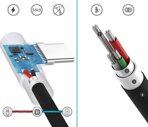 AM30 | Type-C 2M | Hajlított telefontöltő USB-kábel | Gyorstöltés 3.0 2.4A