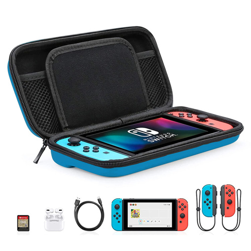 XJ-098 | Caixa reforçada para console Nintendo Switch | Bolso de malha, compartimentos para 10 cartuchos
